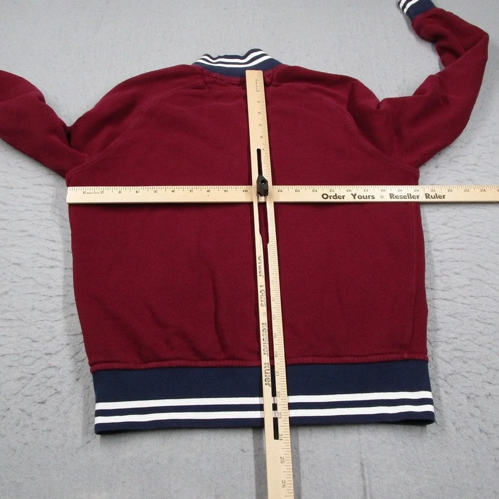 Polo Ralph Lauren Mens Varsity Jacket Burgundy Cotton Knit Letterman P Patch M